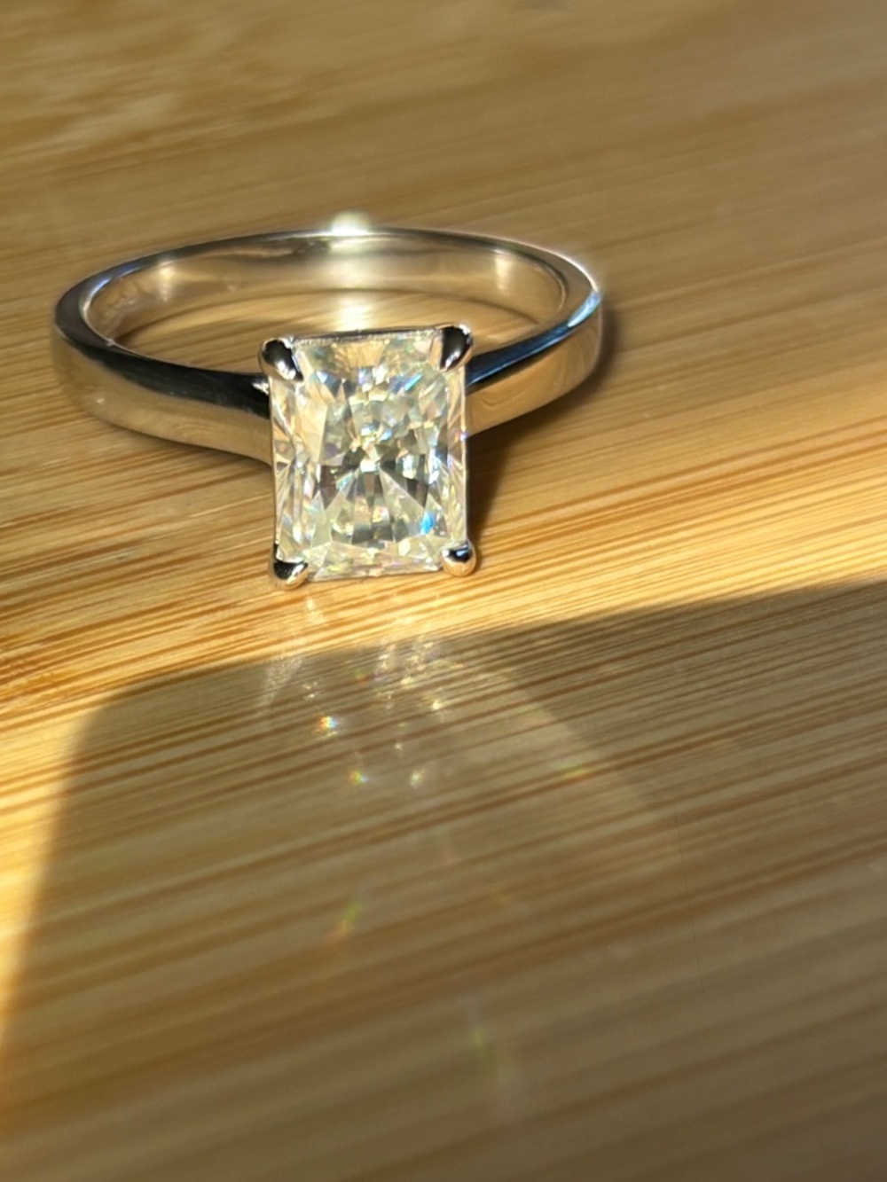 A certified 3ct radiant Moissanite solitaire in solid sterling silver and 18k! - Picture 13 of 16